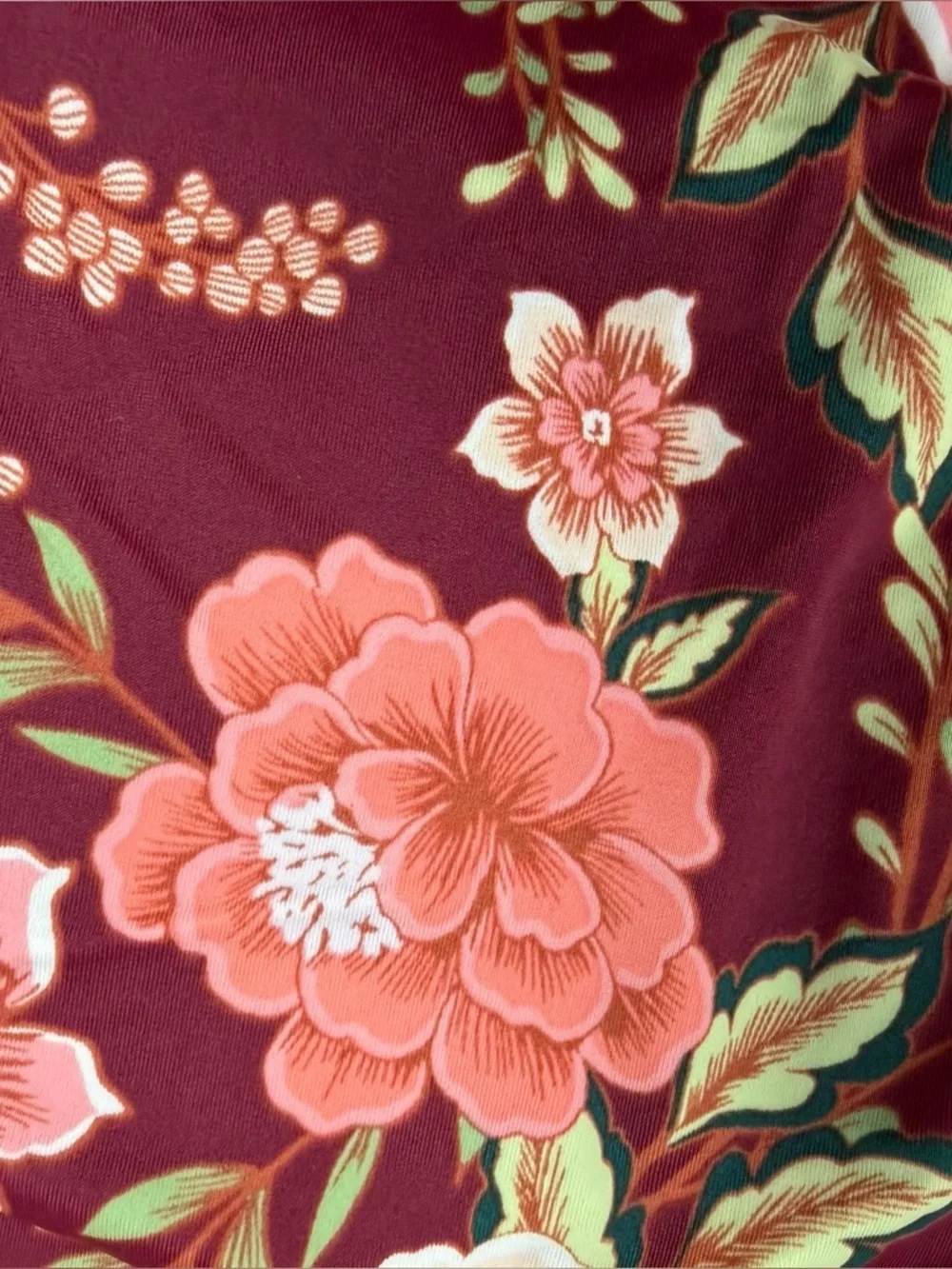 Time & Tru One Piece Swimsuit Plus 1X 16/18W Spring Vibes Brick Red Peony Floral